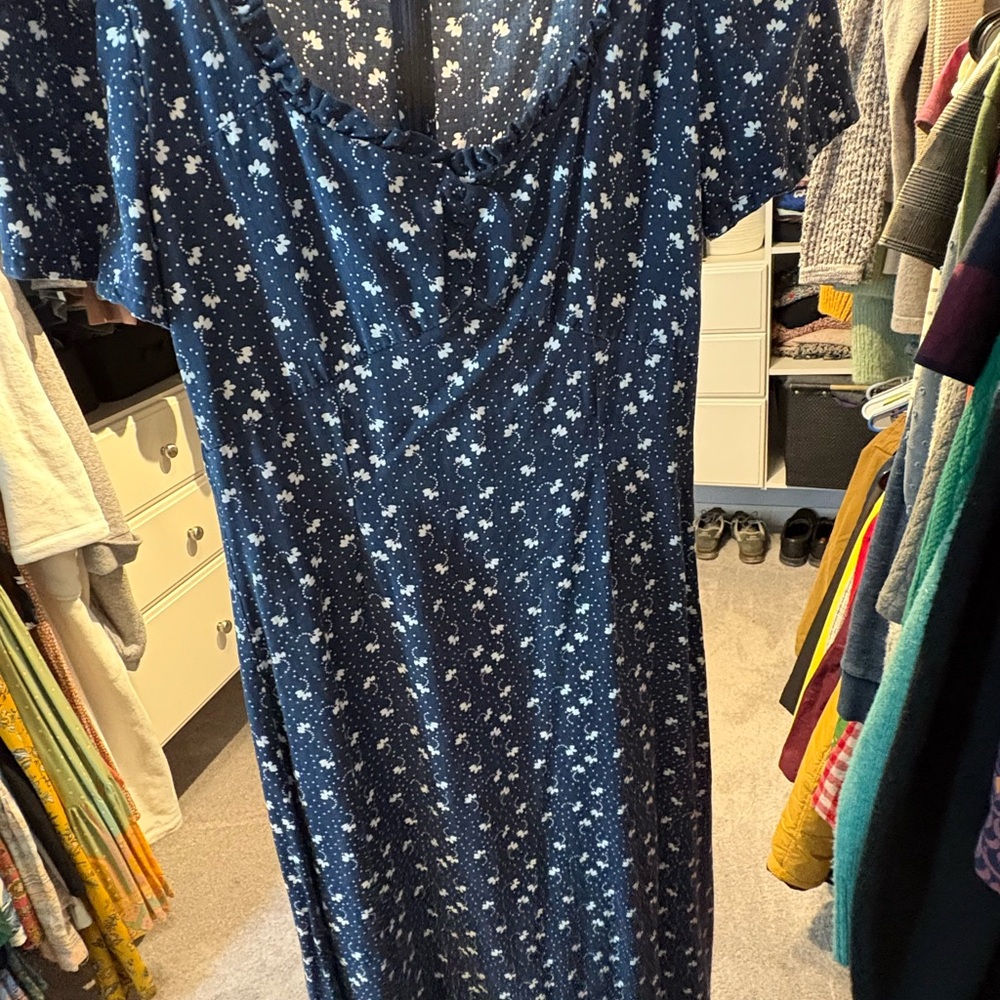 LOFT Navy Floral Maxi Dress